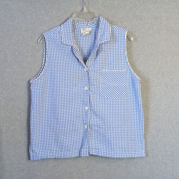 Character Blue Seersucker Pajama Set Women's L Vintage - Picture 2 of 8